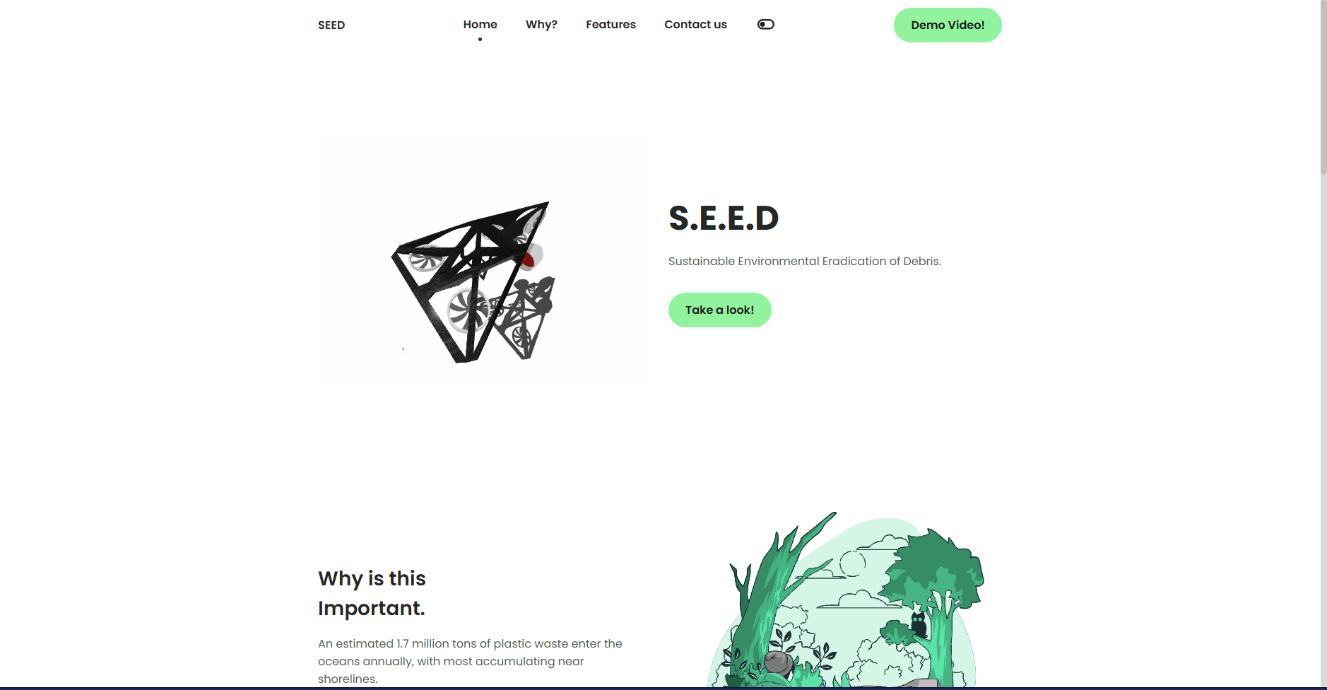 SEED site: climate-tech storytelling and responsive sections